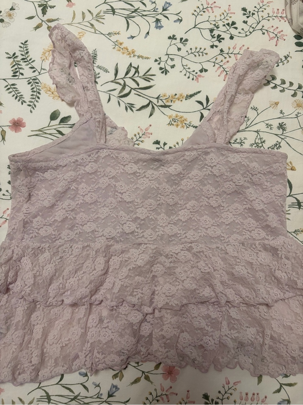 Lace Ruffle Tank Top in Dusty Purple - Picture 3 of 3